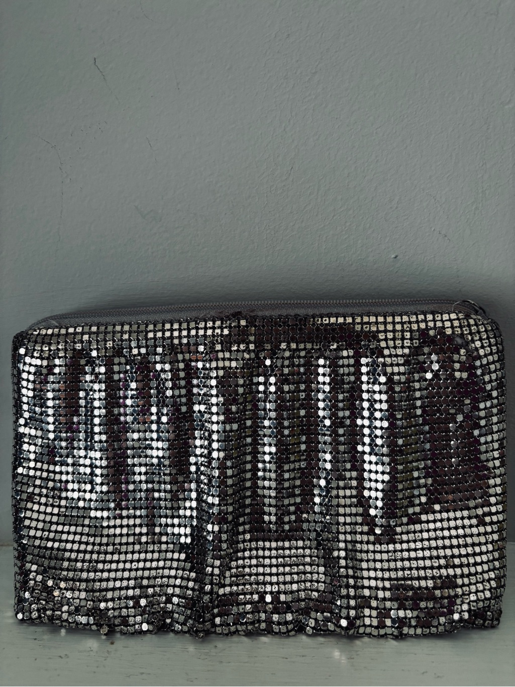 Whiting And Davis Silver Sequin Evening Clutch